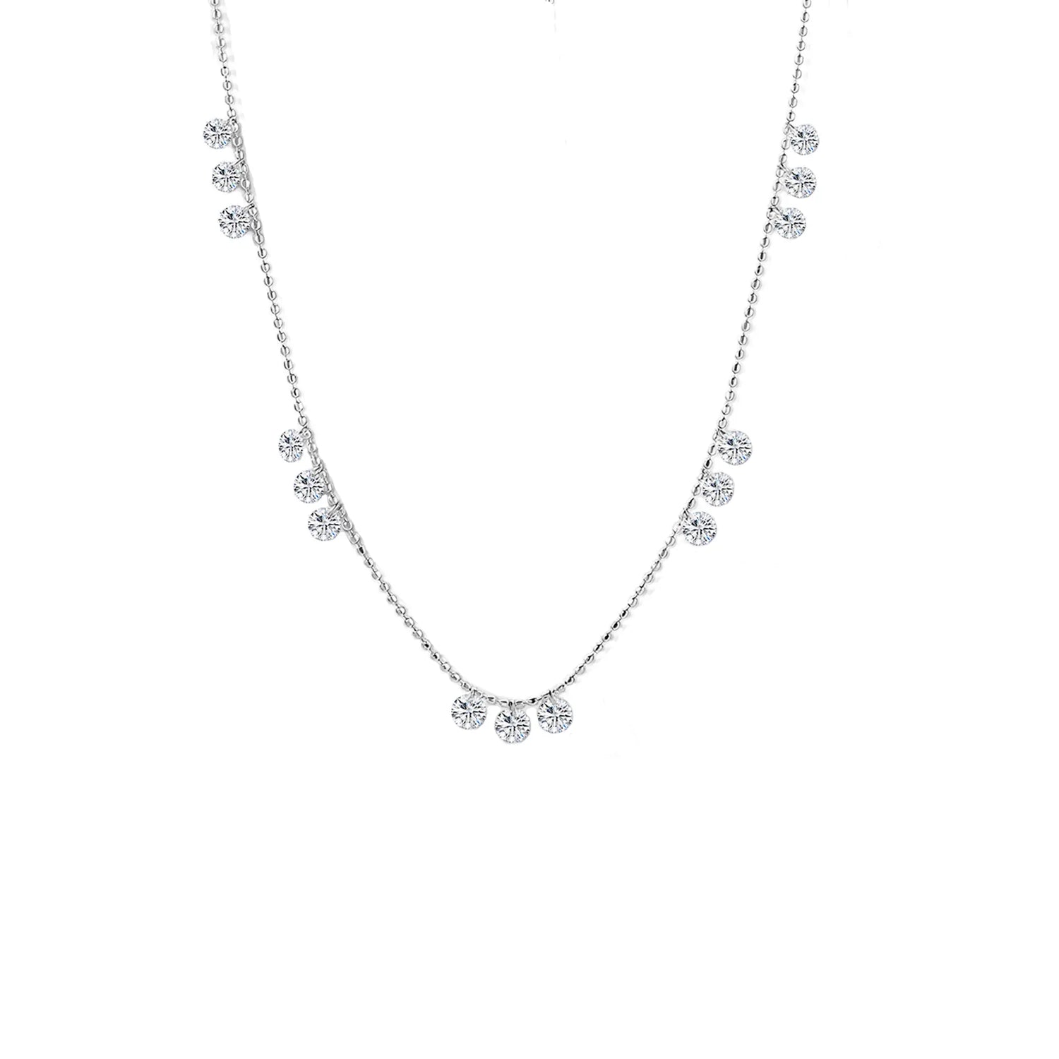 Floating Diamond Station Necklace