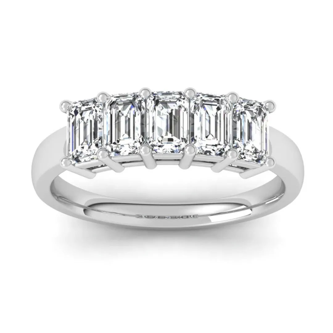 Five-Stone Emerald-Cut Moissanite Band Ring