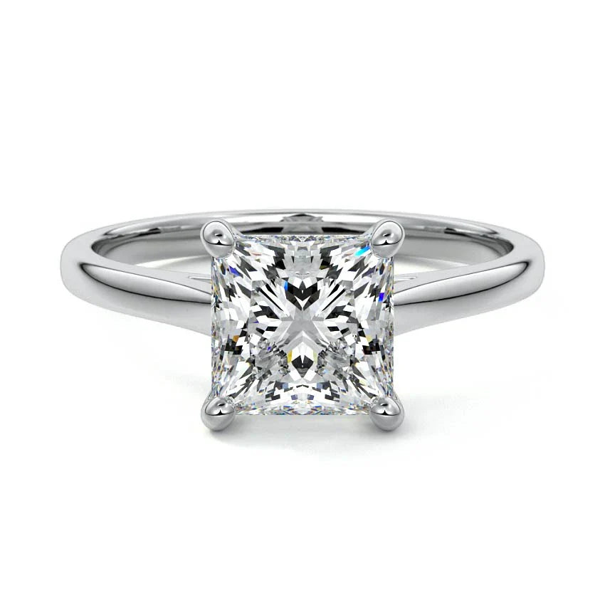 Cathedral Solitaire Princess Moissanite Engagement Ring