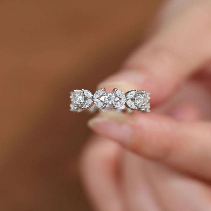 Round & Marquise Verdure Eternity Moissanite Wedding Band