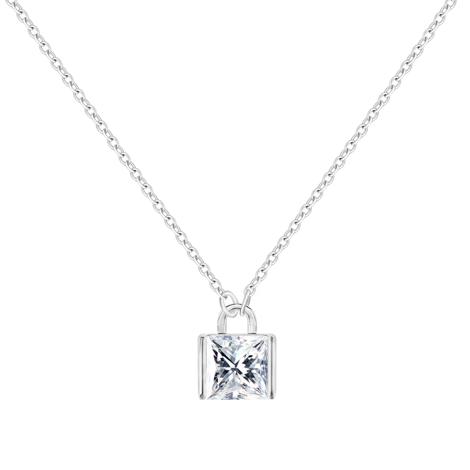 Half Bezel Princess Moissanite Pendant