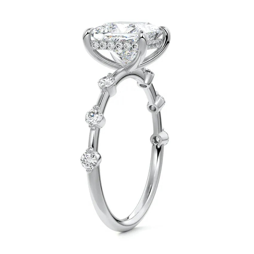 Petite Pave Hidden Halo Princess Moissanite Engagement Ring