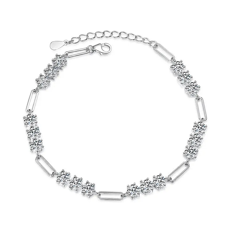 Paperclip Chain Moissanite Tennis Bracelet