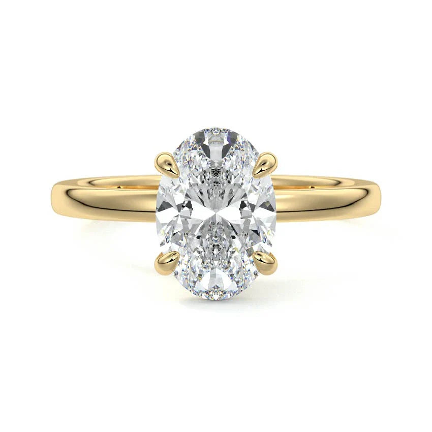 Secret Halo Oval Moissanite Engagement Ring