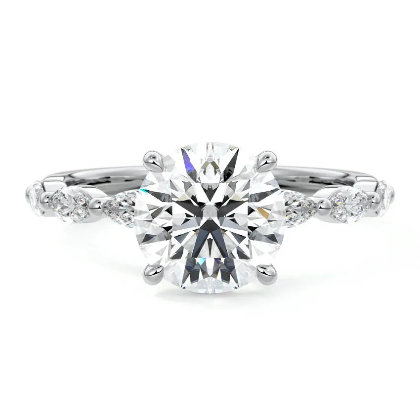 Marquise Sidestone Moissanite Engagement Ring