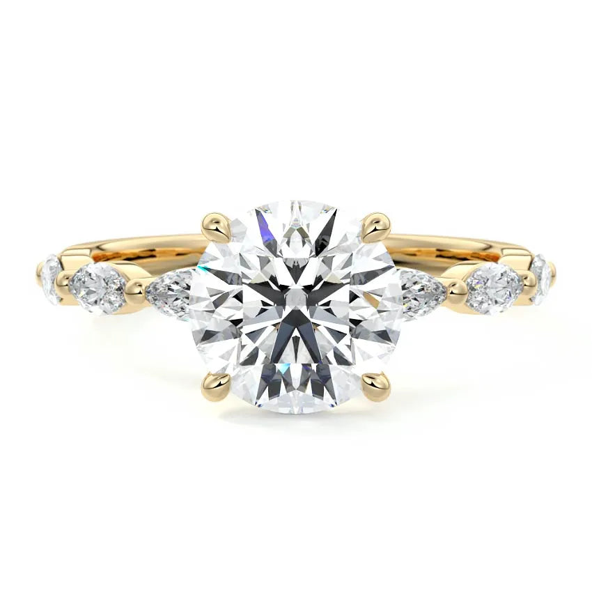 Marquise Sidestone Moissanite Engagement Ring
