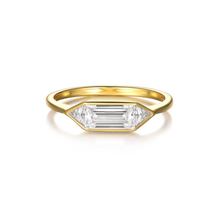 Baguette and Triangle Moissanite Ring