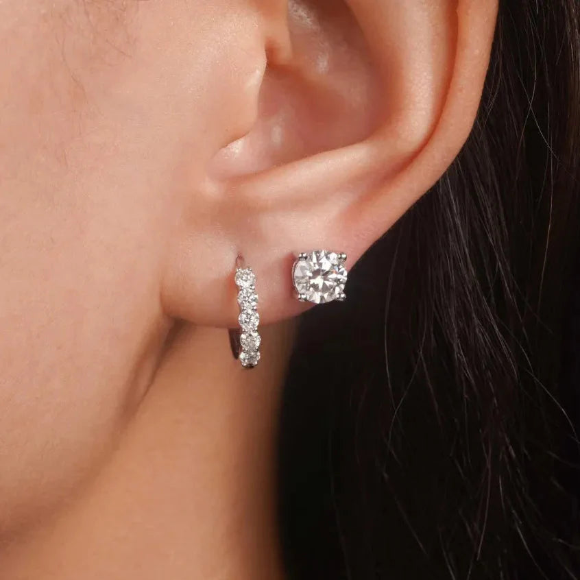 Classic 5 Stone Moissanite Hoop Earrings
