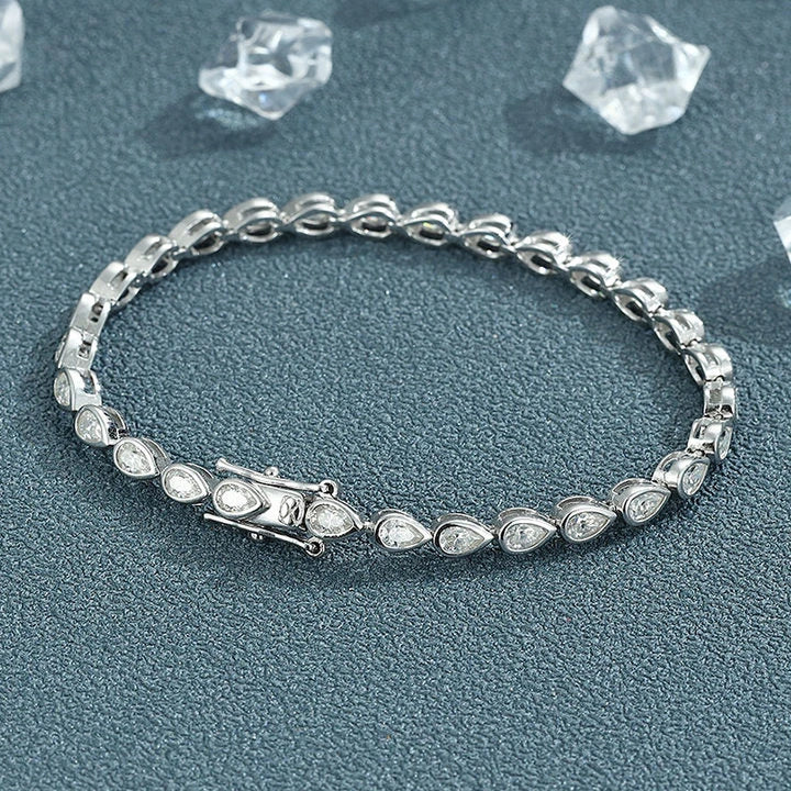 Bezel Set Pear Moissanite Tennis Bracelet