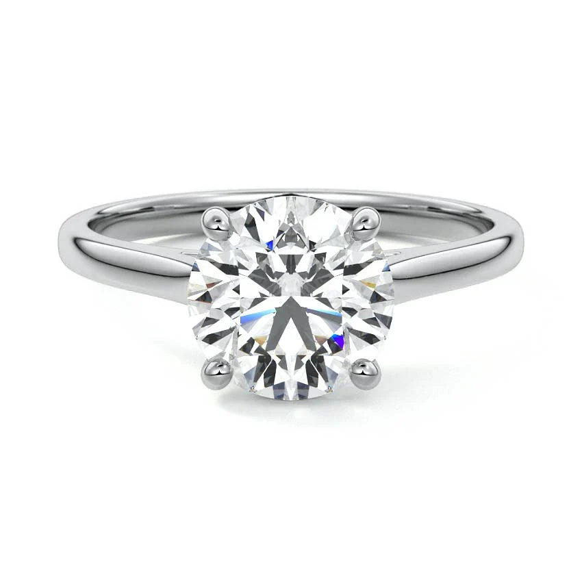 Cathedral Solitaire Moissanite Engagement Ring