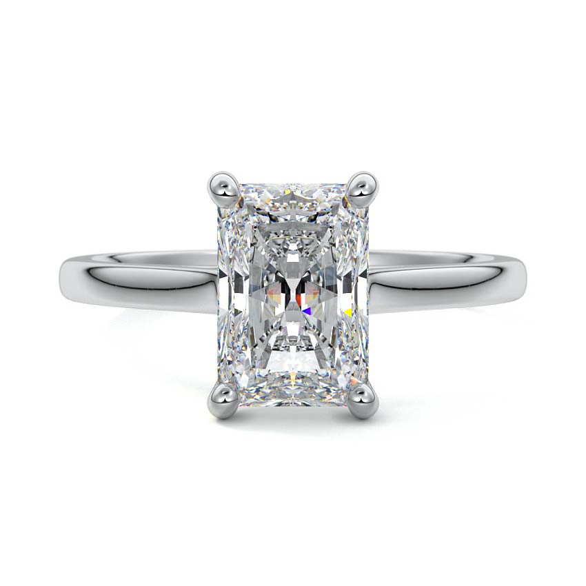 Cathedral Solitaire Radiant Moissanite Engagement Ring