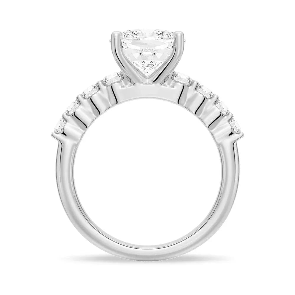 Classic Shared-Prong Cushion Moissanite Engagement Ring