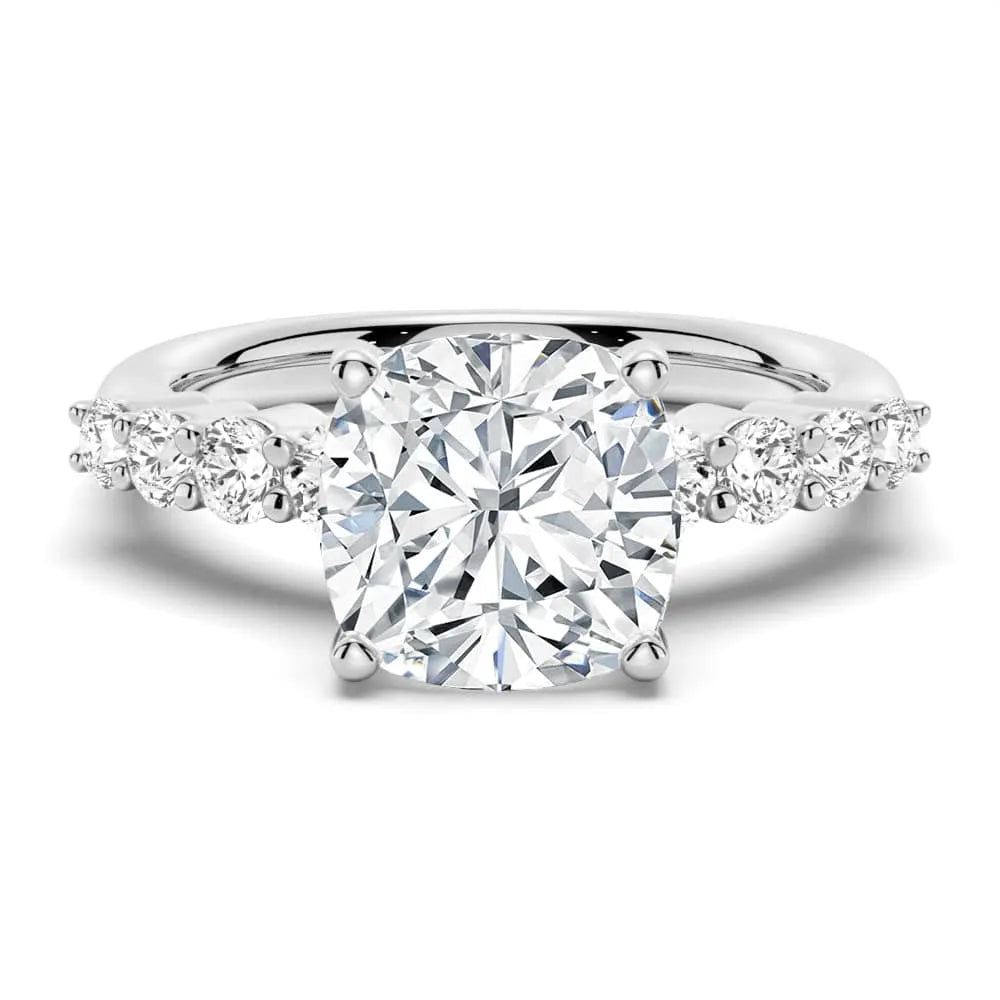 Classic Shared-Prong Cushion Moissanite Engagement Ring