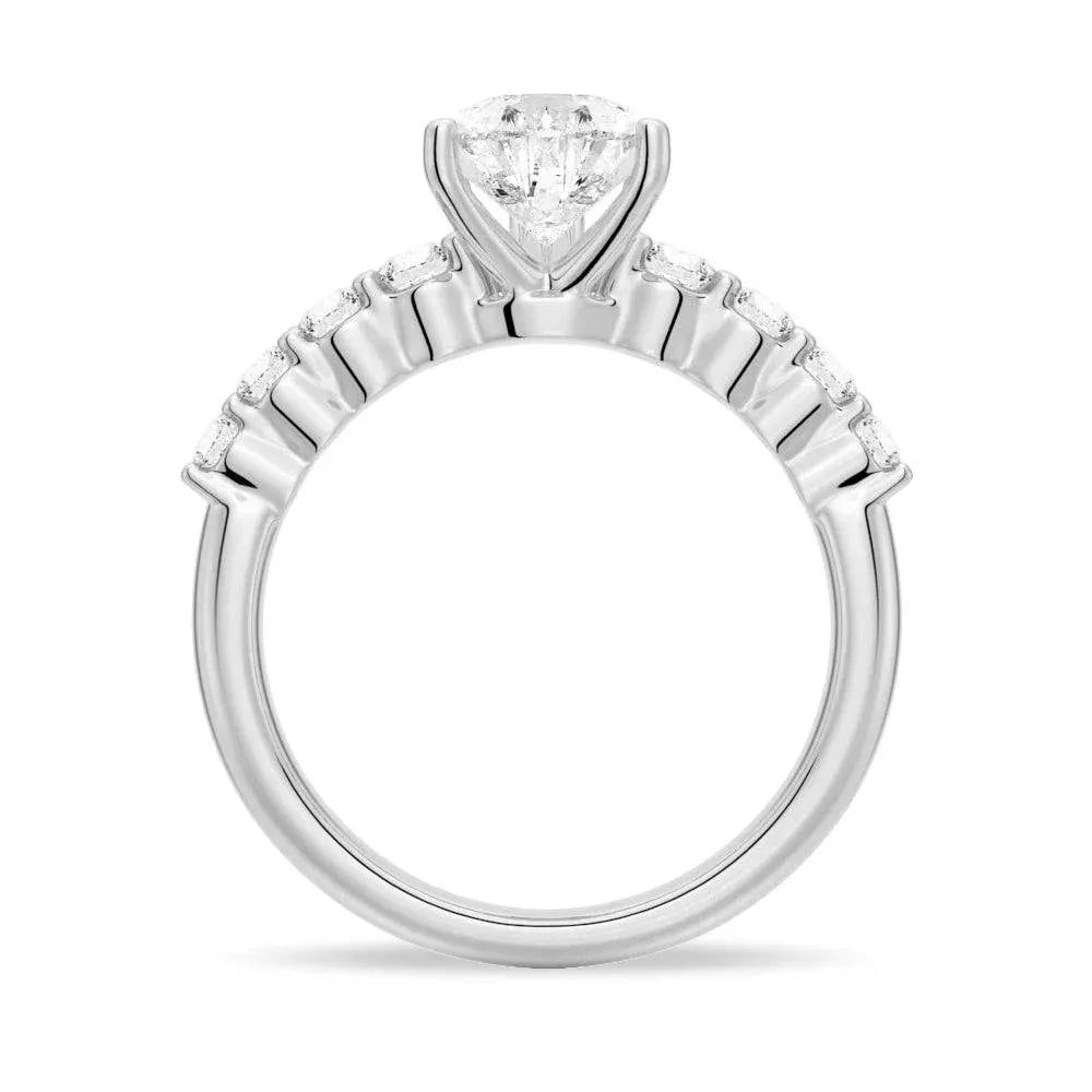 Classic Shared-Prong Pear Moissanite Engagement Ring