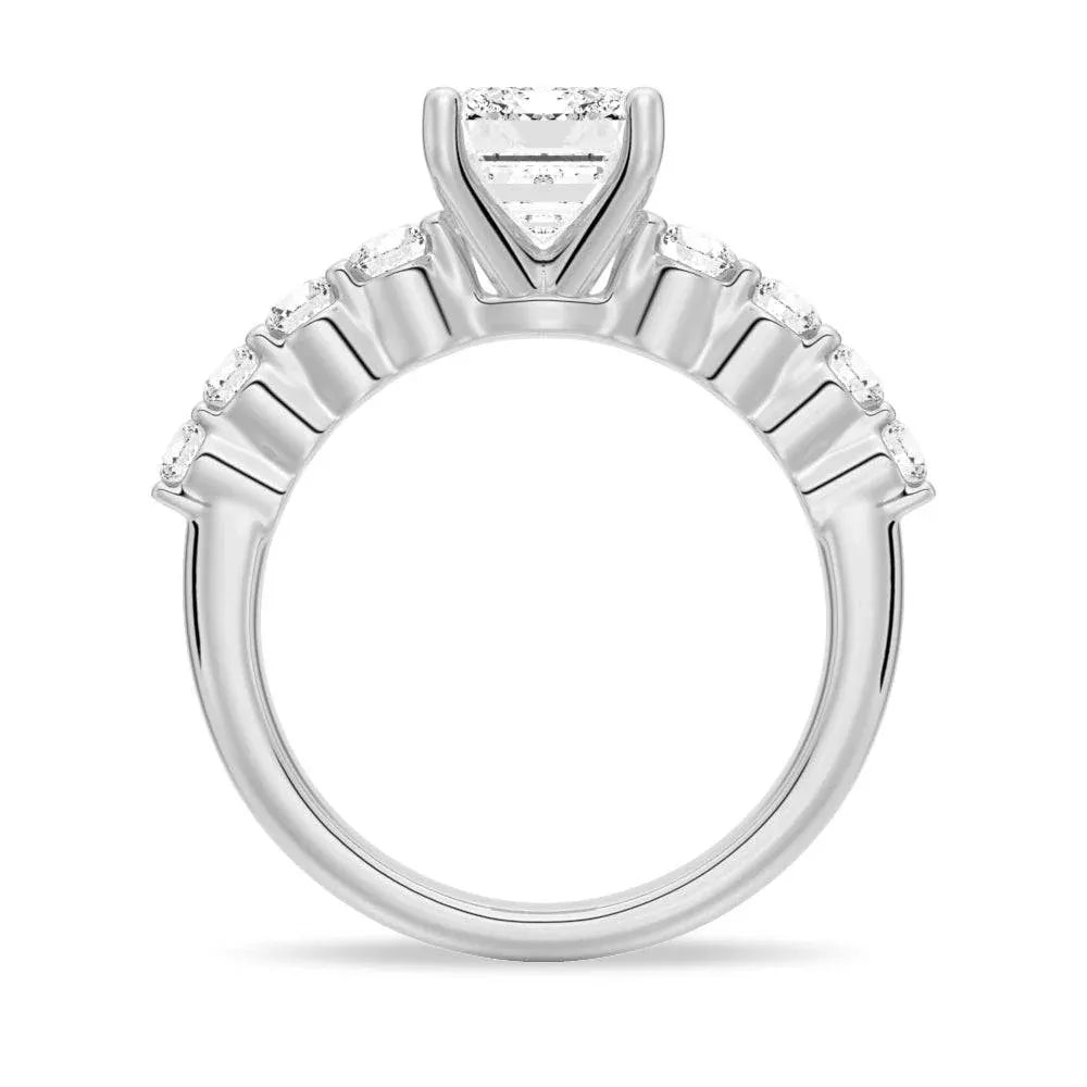 Classic Shared-Prong Emerald Moissainte Engagement Ring