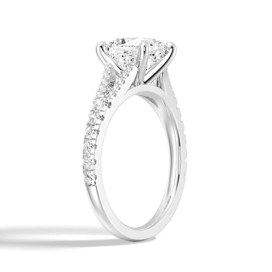 Split-Shank Cushion Moissanite Engagement Ring
