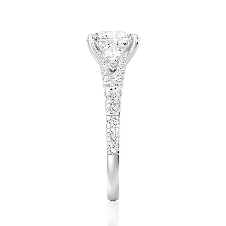 Split-Shank Cushion Moissanite Engagement Ring