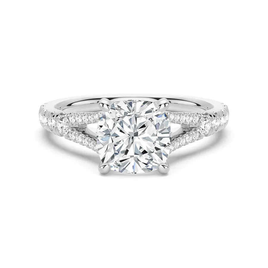 Split-Shank Cushion Moissanite Engagement Ring