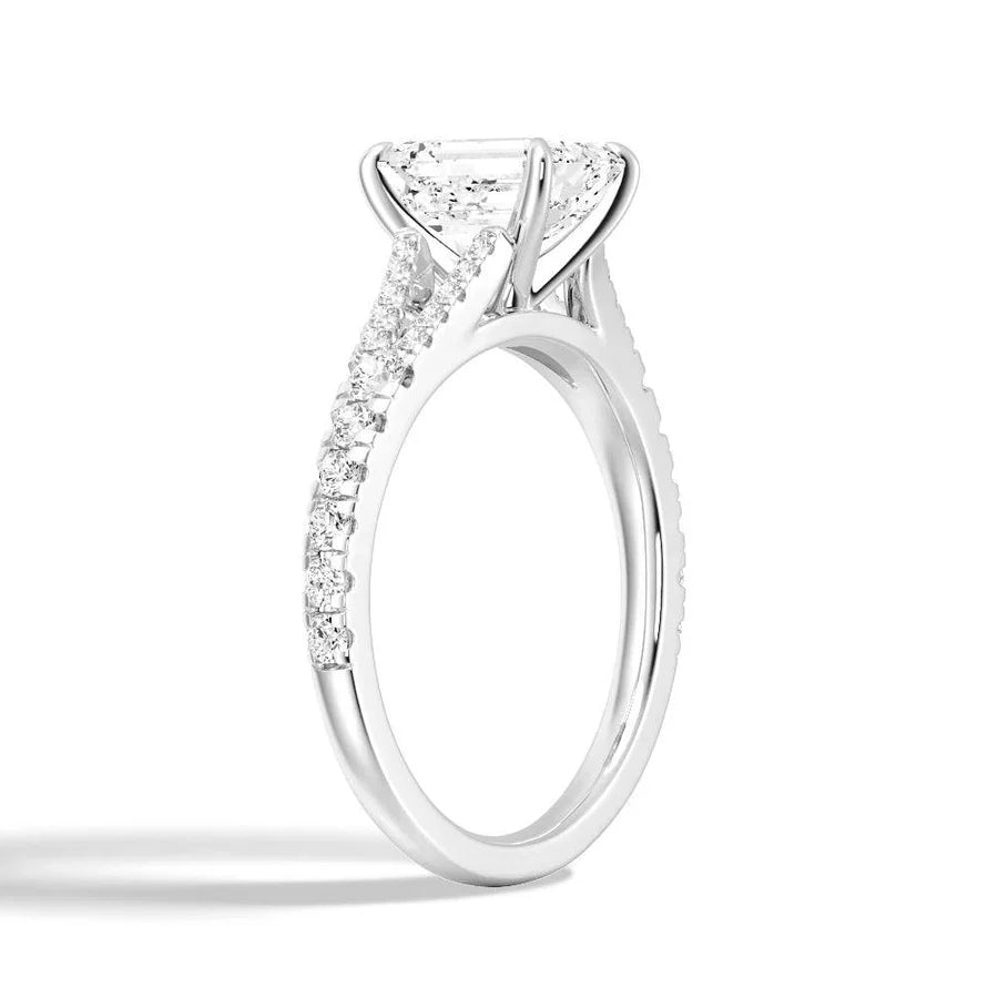 Split-Shank Emerald Moissanite Engagement Ring