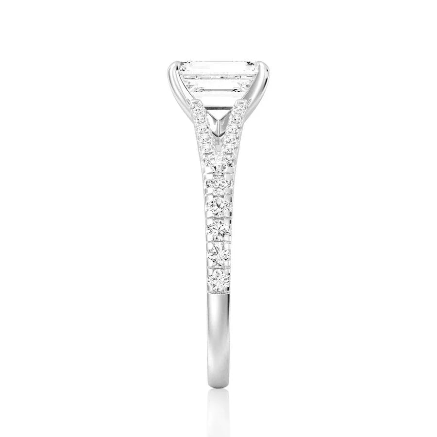Split-Shank Emerald Moissanite Engagement Ring