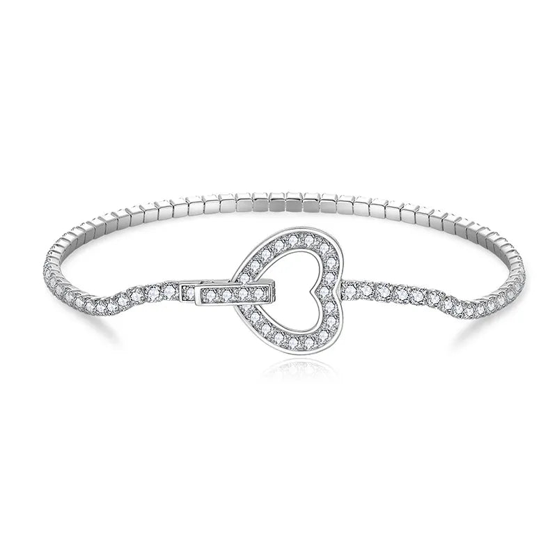 Heart Clasp Moissanite Tennis Bracelet