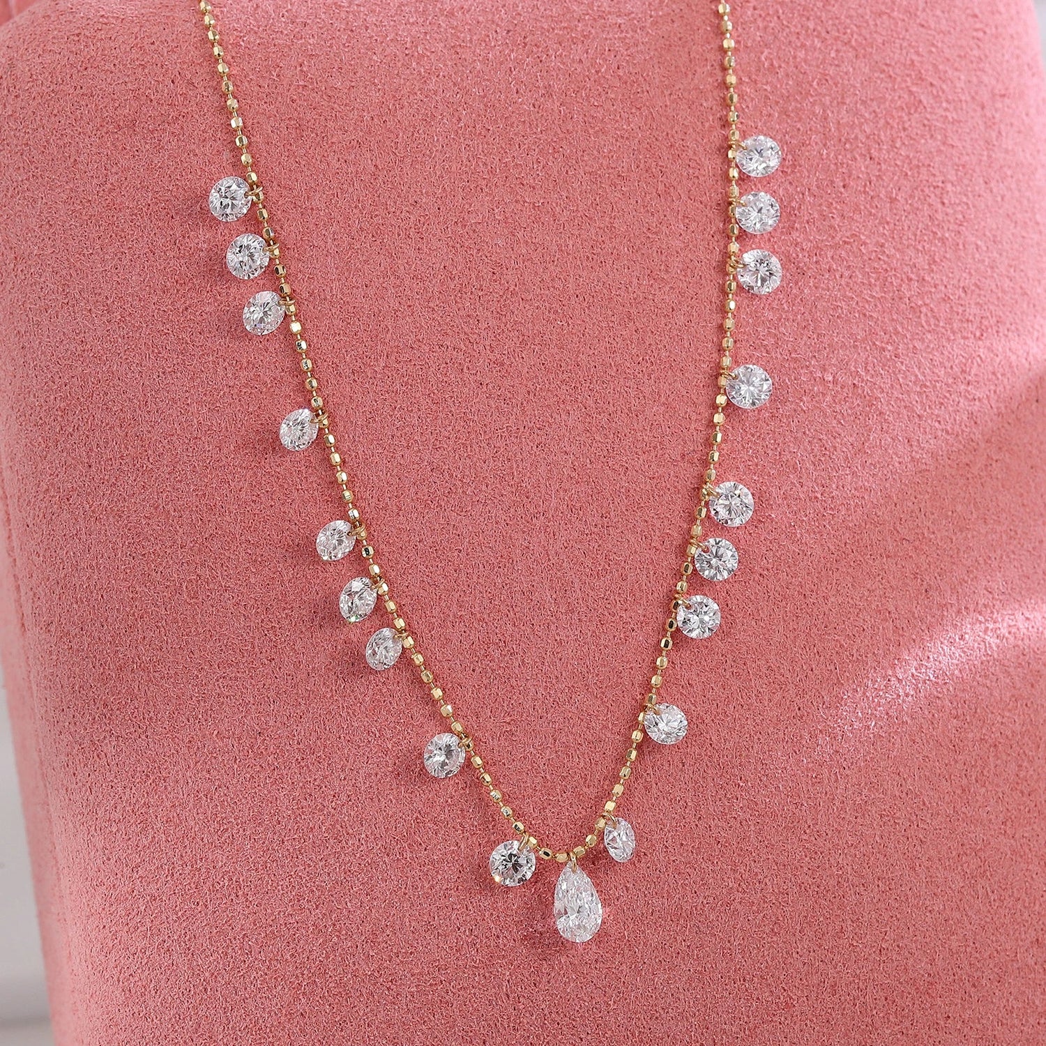 Lxue Floating Diamond Station Necklace