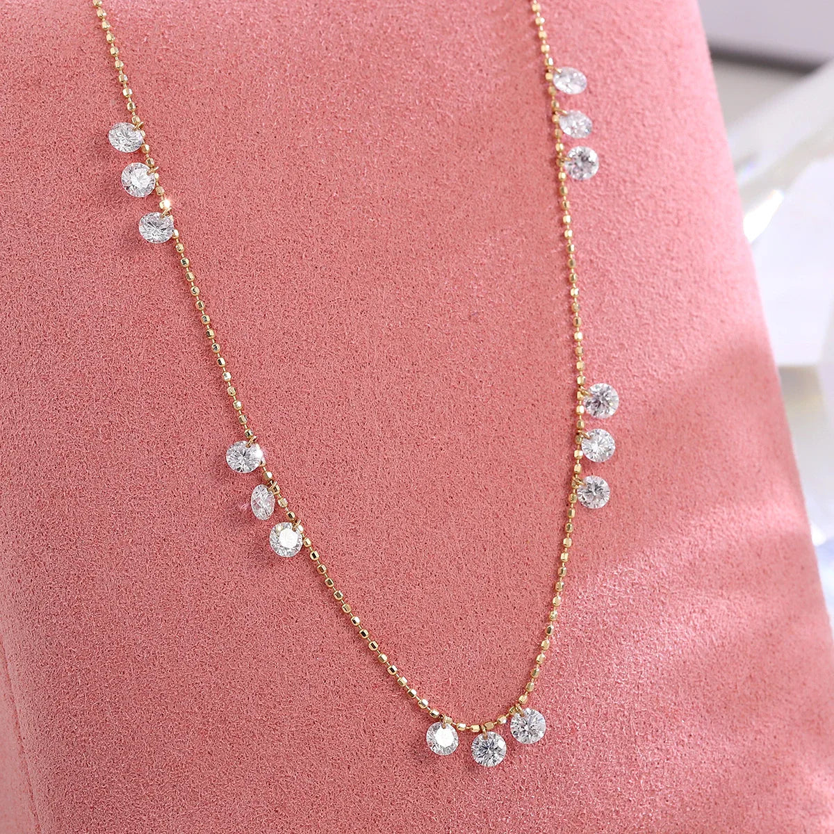 Floating Diamond Station Necklace