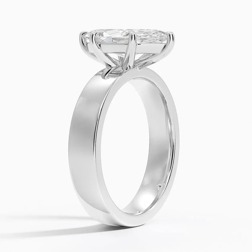 Marquise Cut Solitaire Thick Band Moissanite Ring