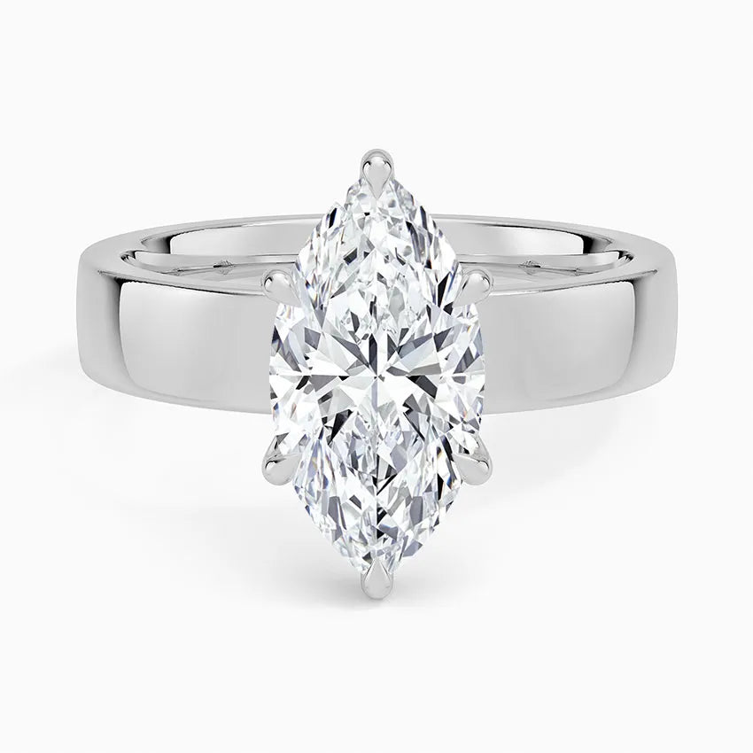 Marquise Cut Solitaire Thick Band Moissanite Ring