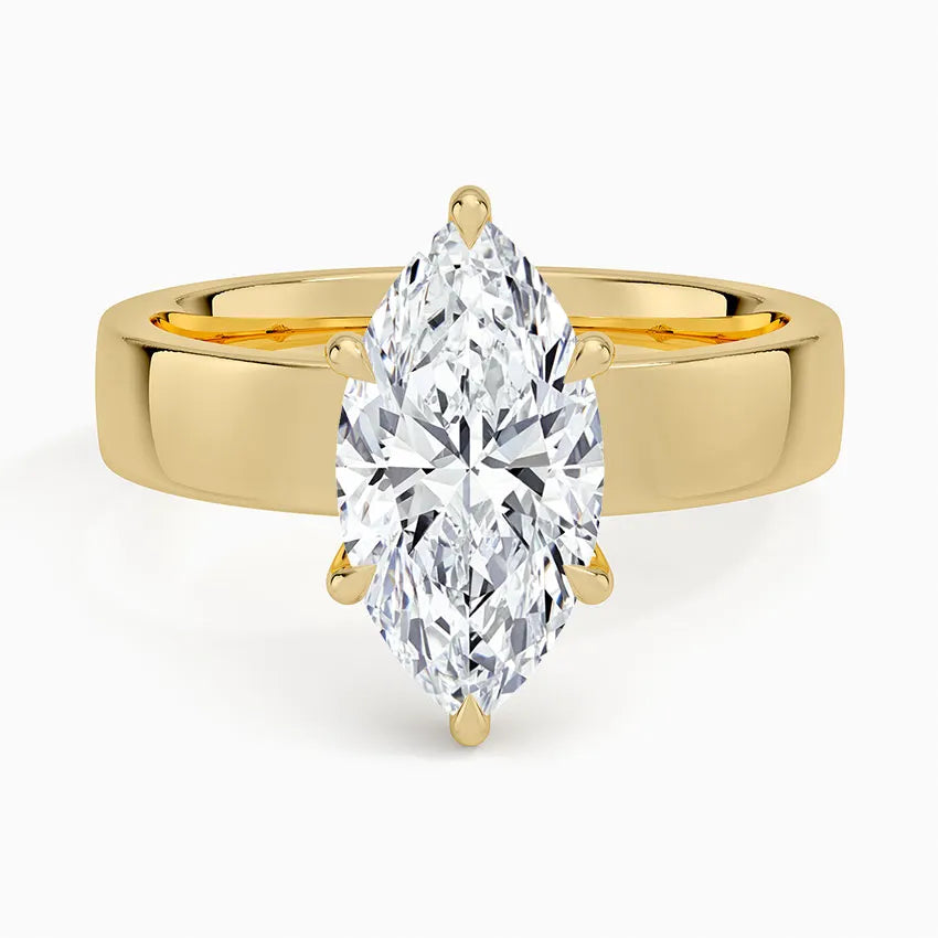 Marquise Cut Solitaire Thick Band Moissanite Ring