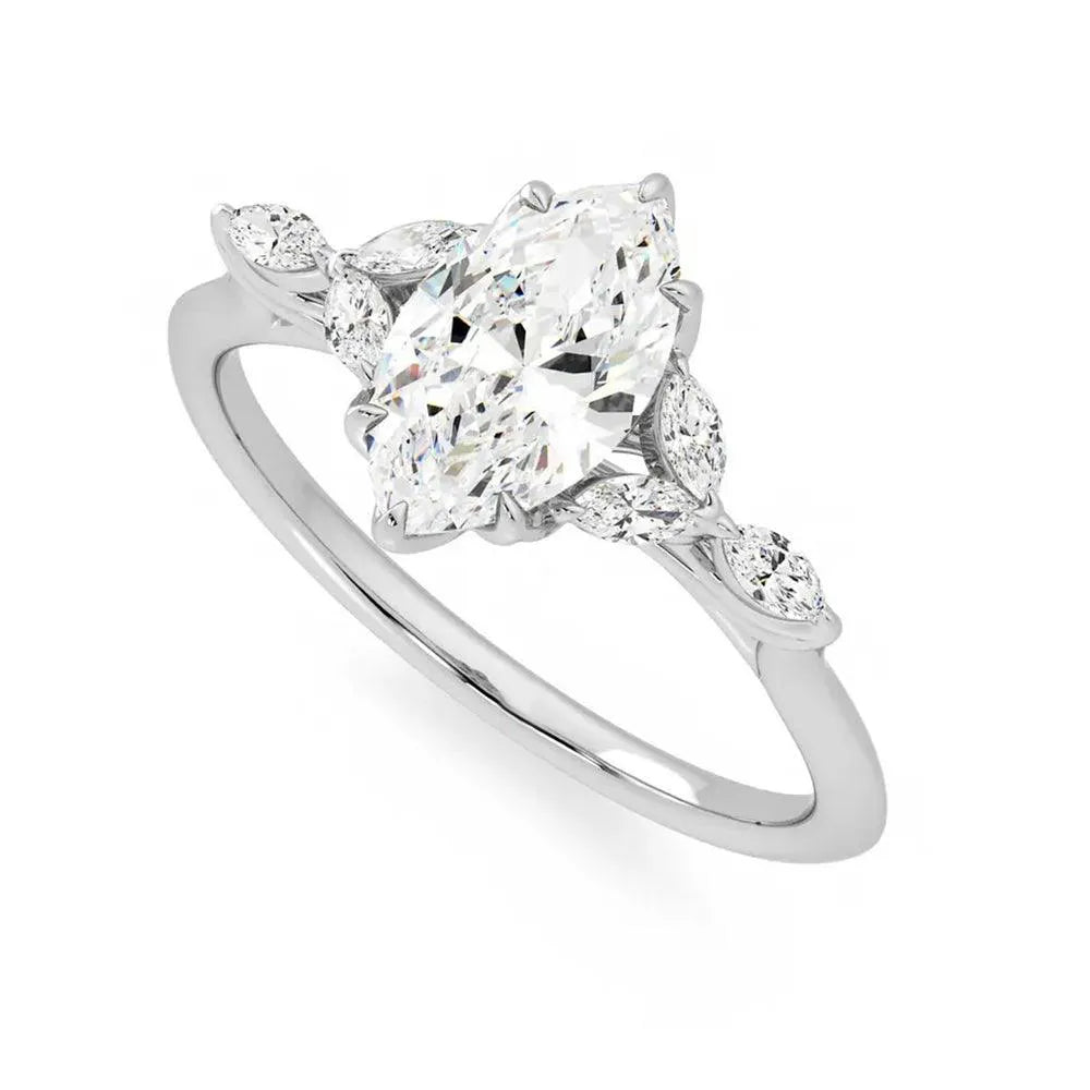 Marquise Petals Marquise Moissanite Engagement Ring