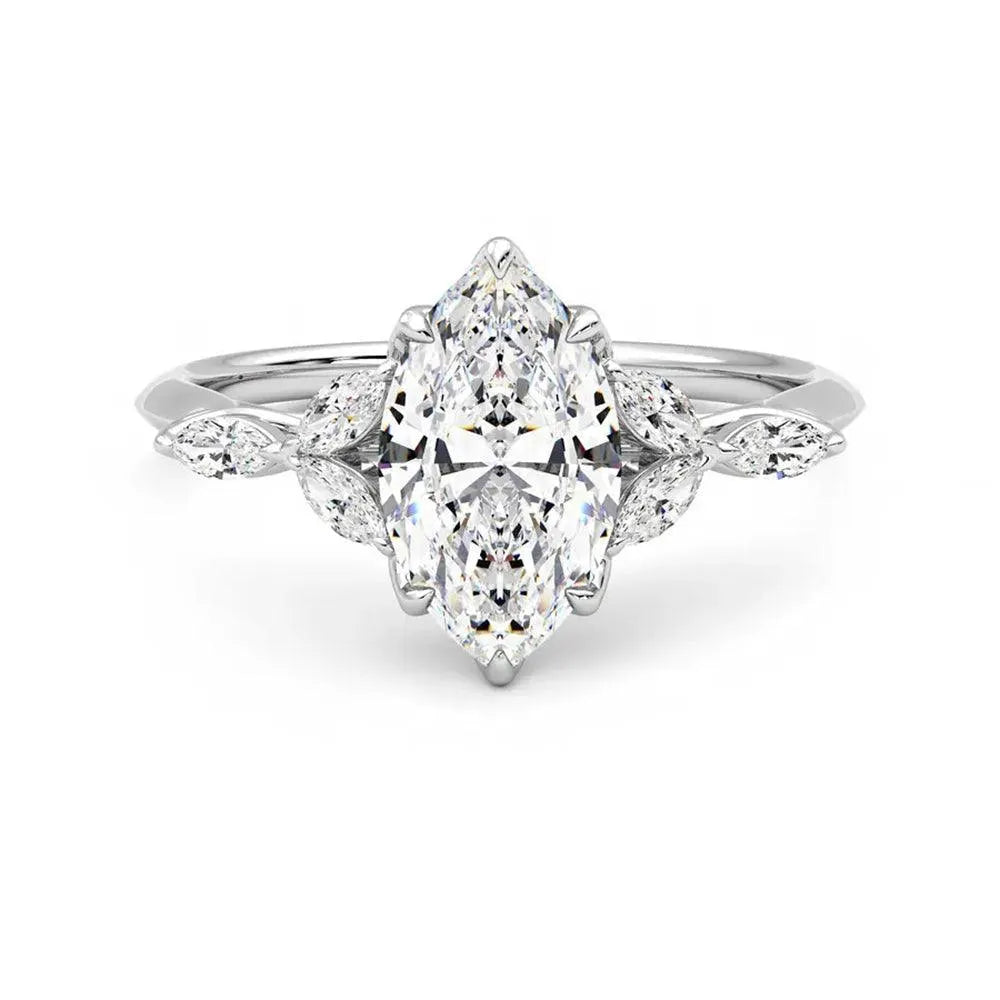 Marquise Petals Marquise Moissanite Engagement Ring