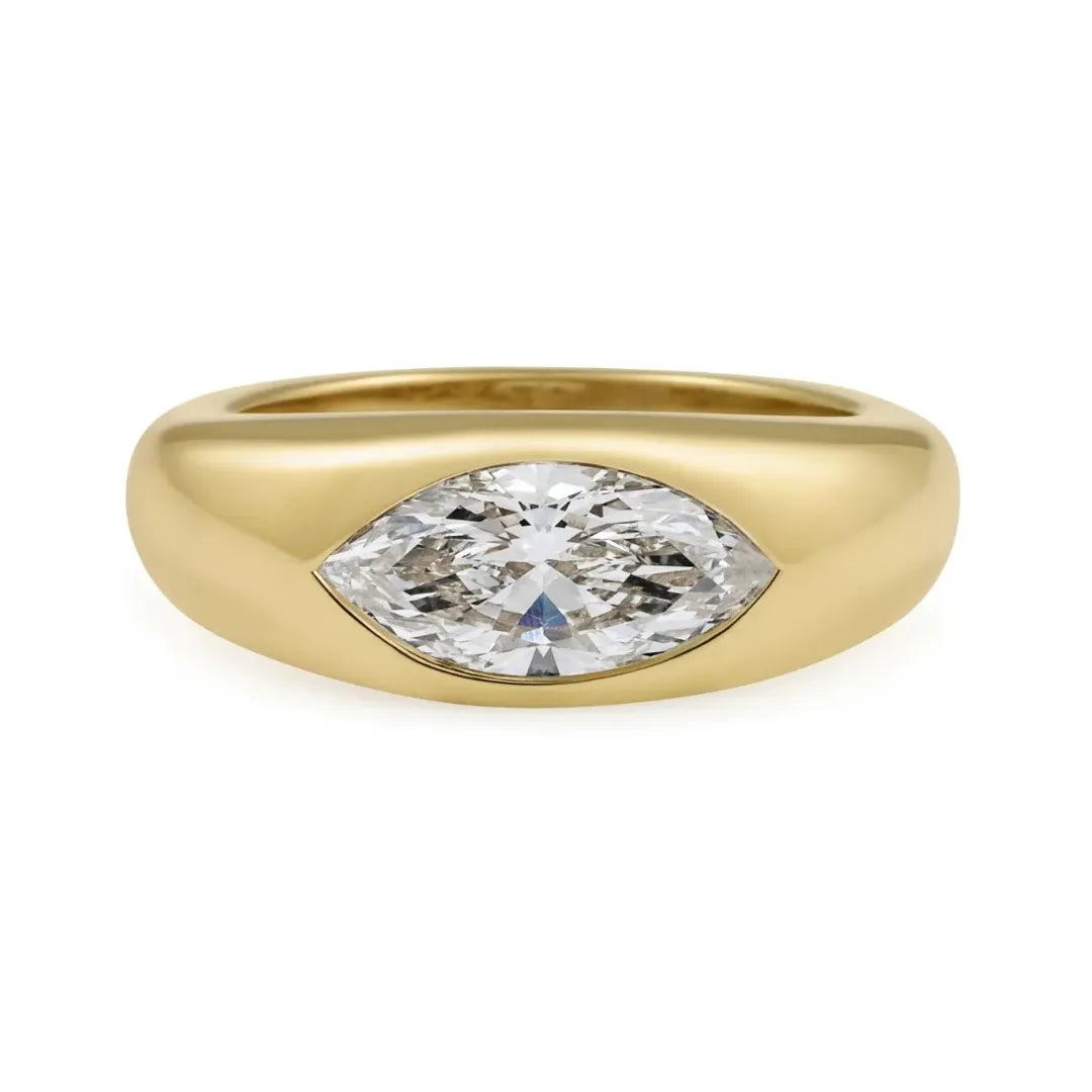Marquise Dome Moissanite Engagement Ring