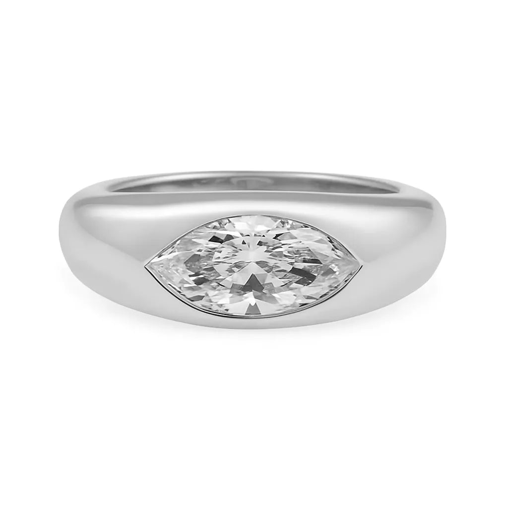 Marquise Dome Moissanite Engagement Ring