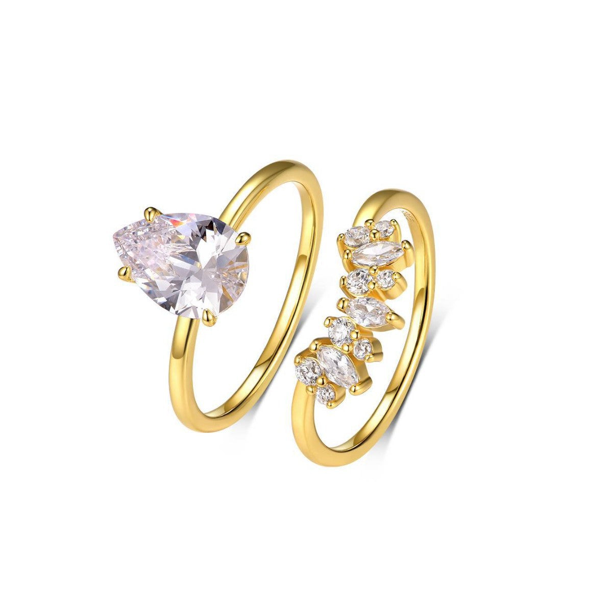 Pear-shaped Moissanite Bridal Ring Set