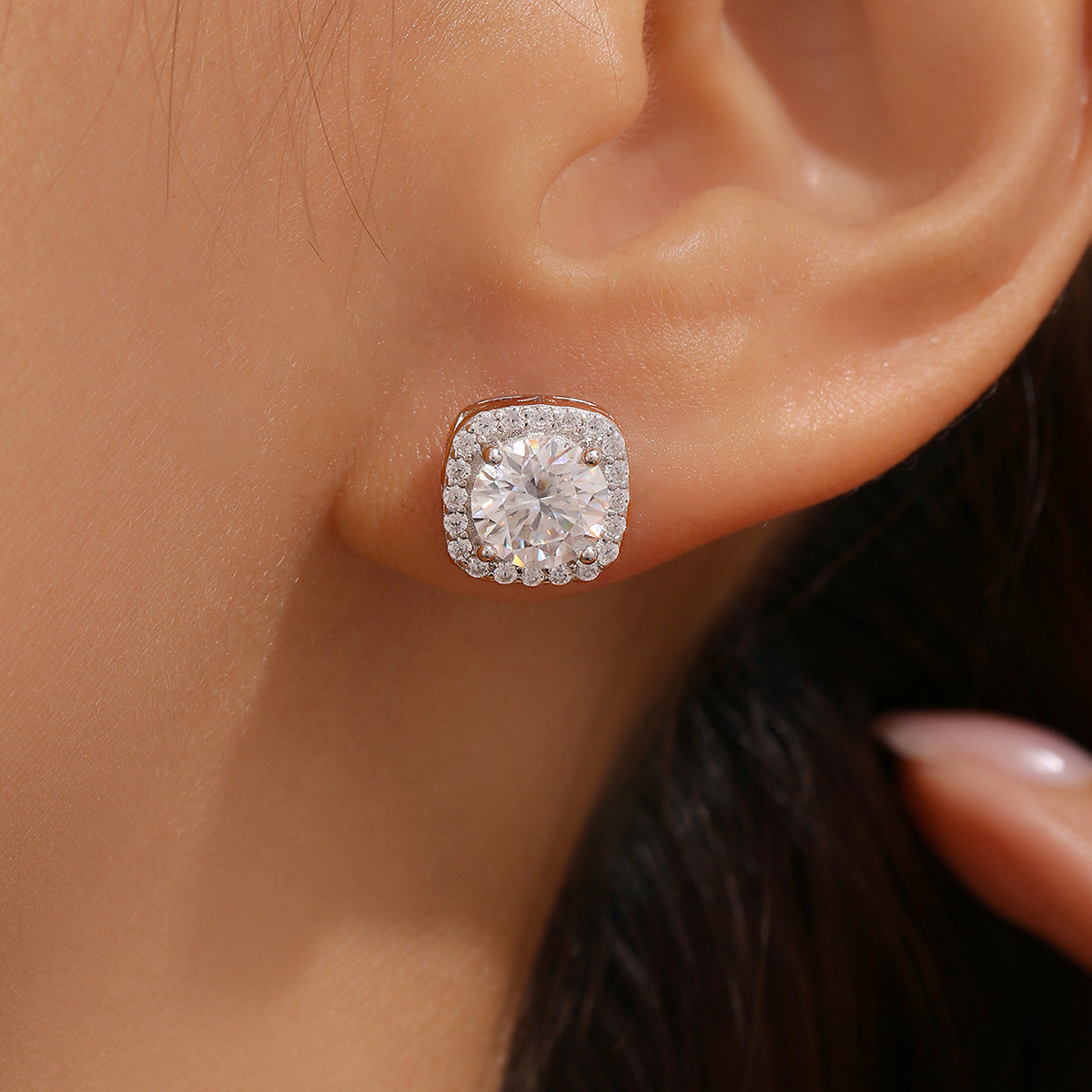Classic Sugar-Cube Moissanite Stud Earrings