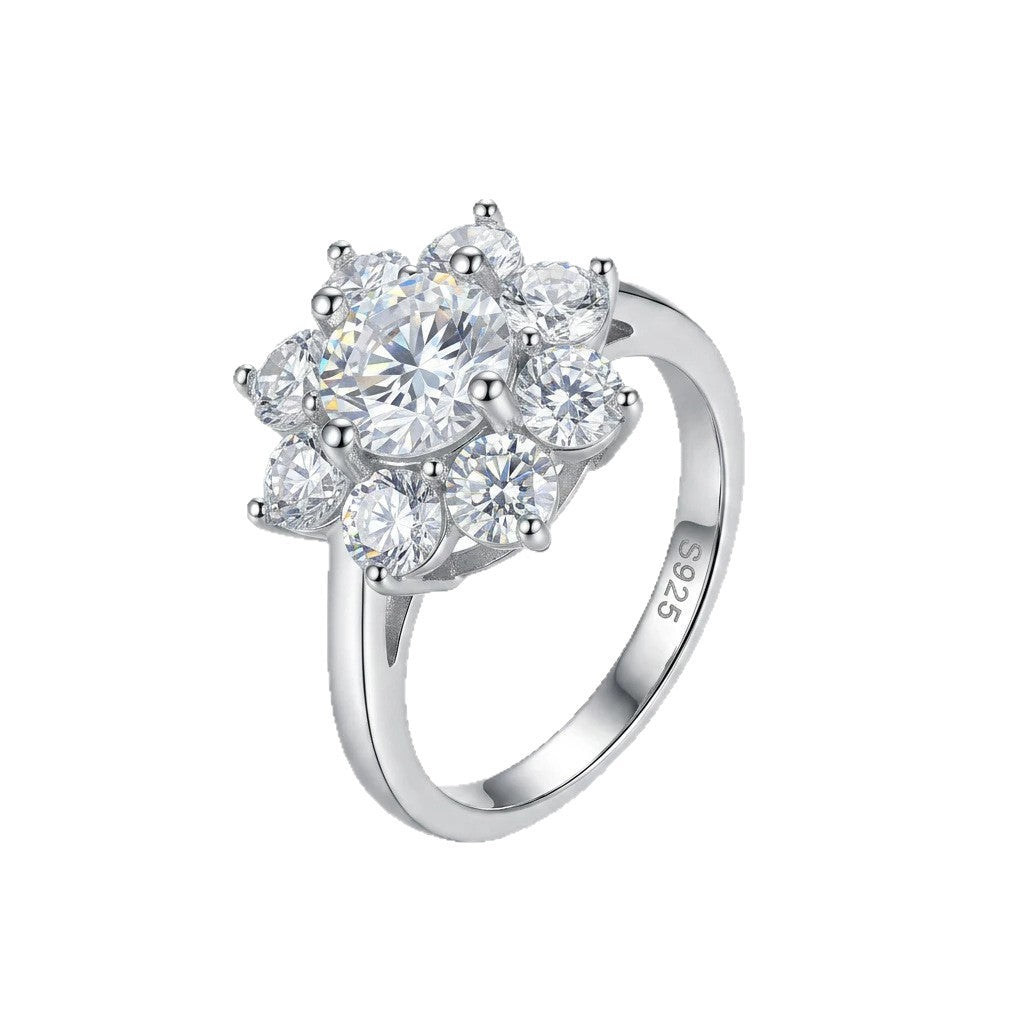 Full Diamond Sunflower Moissanite Ring