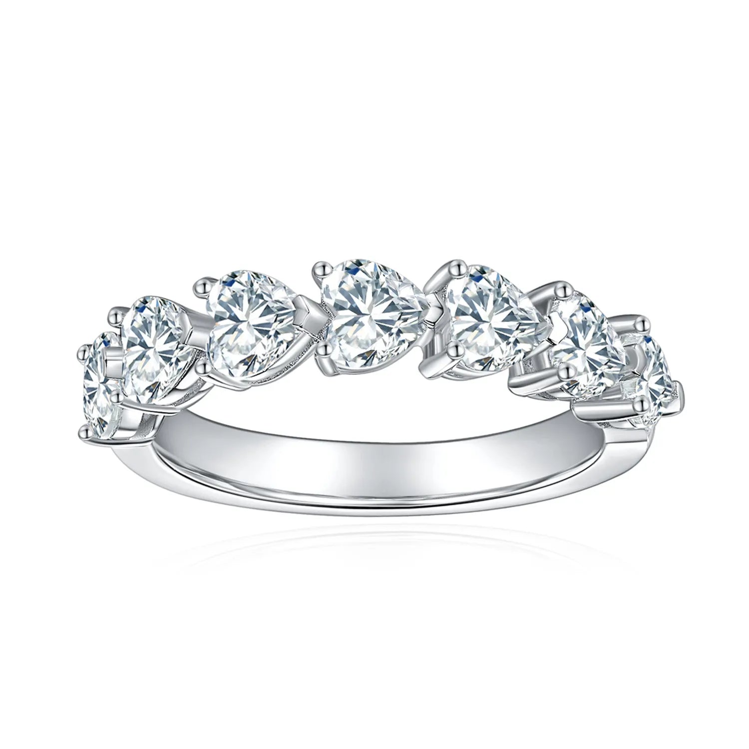 Half Eternity Bezel Heart Moissanite Band Ring