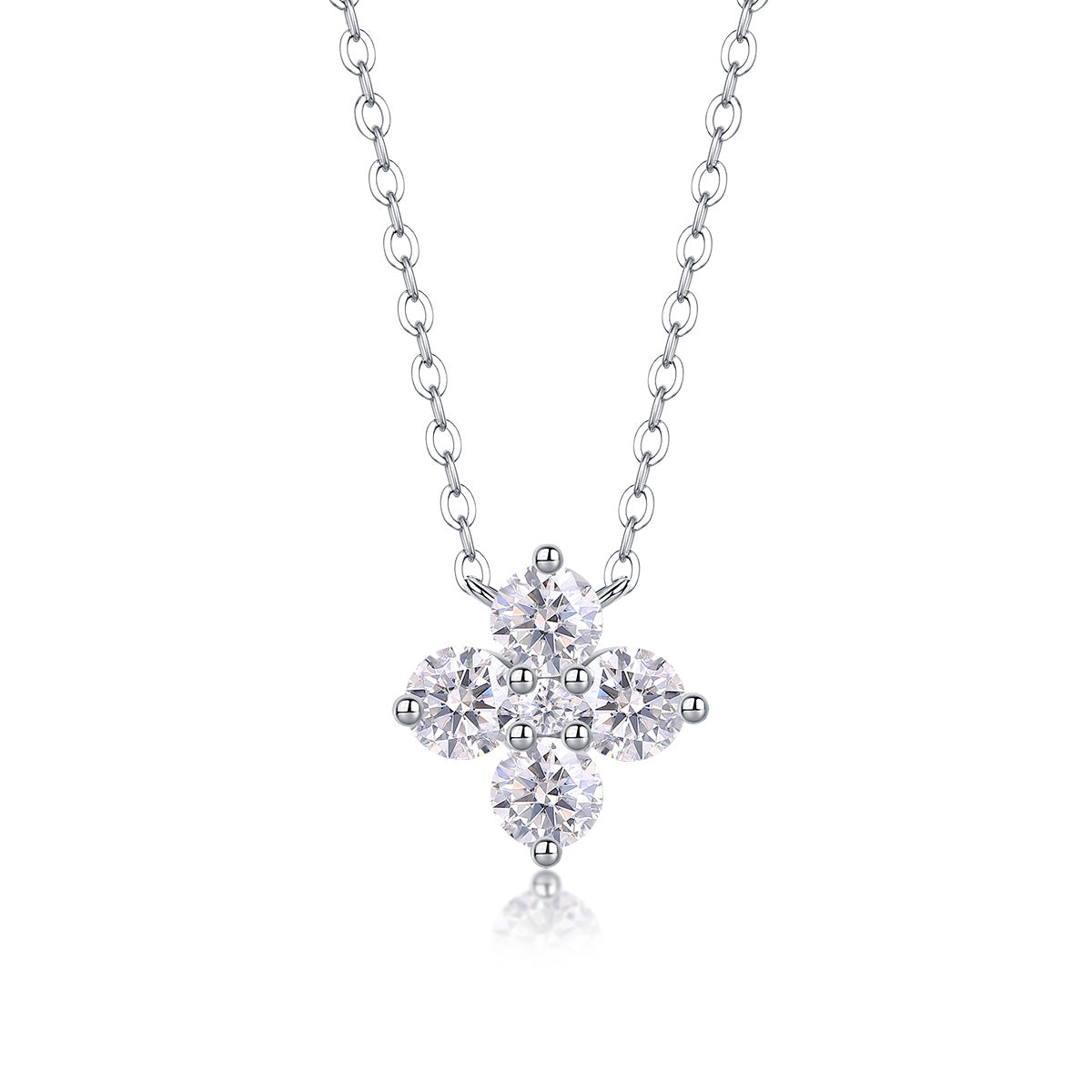 Four-Leaf Clover Round Moissanite Necklace