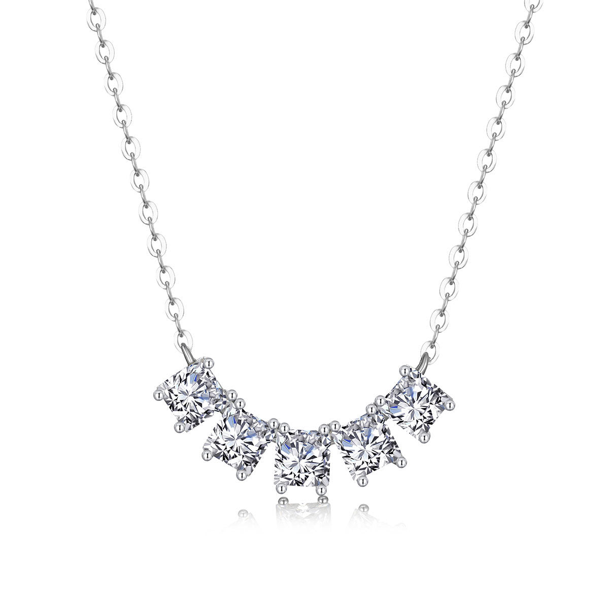 Princess-Cut Five-Stone Channel-Set Moissanite Necklace