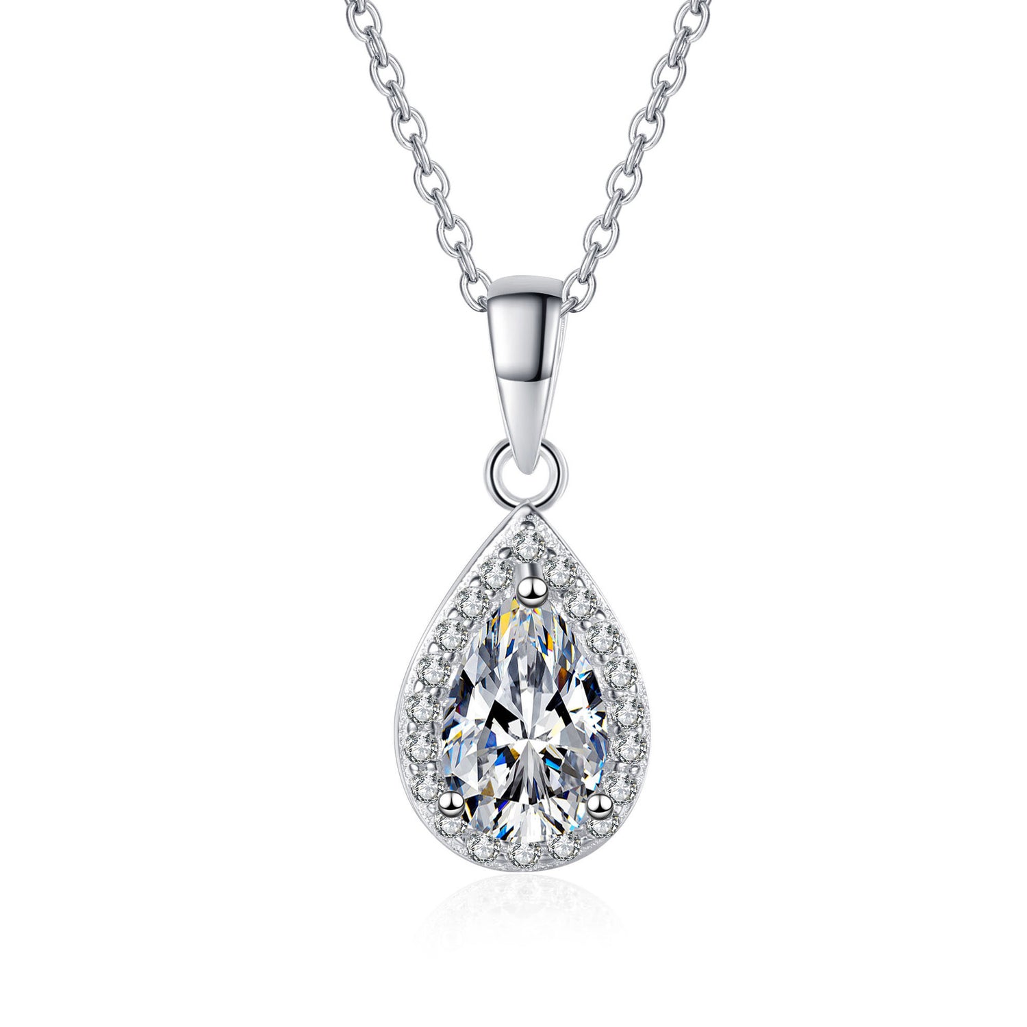 Pear-Shaped Cluster-Set Moissanite Pendant
