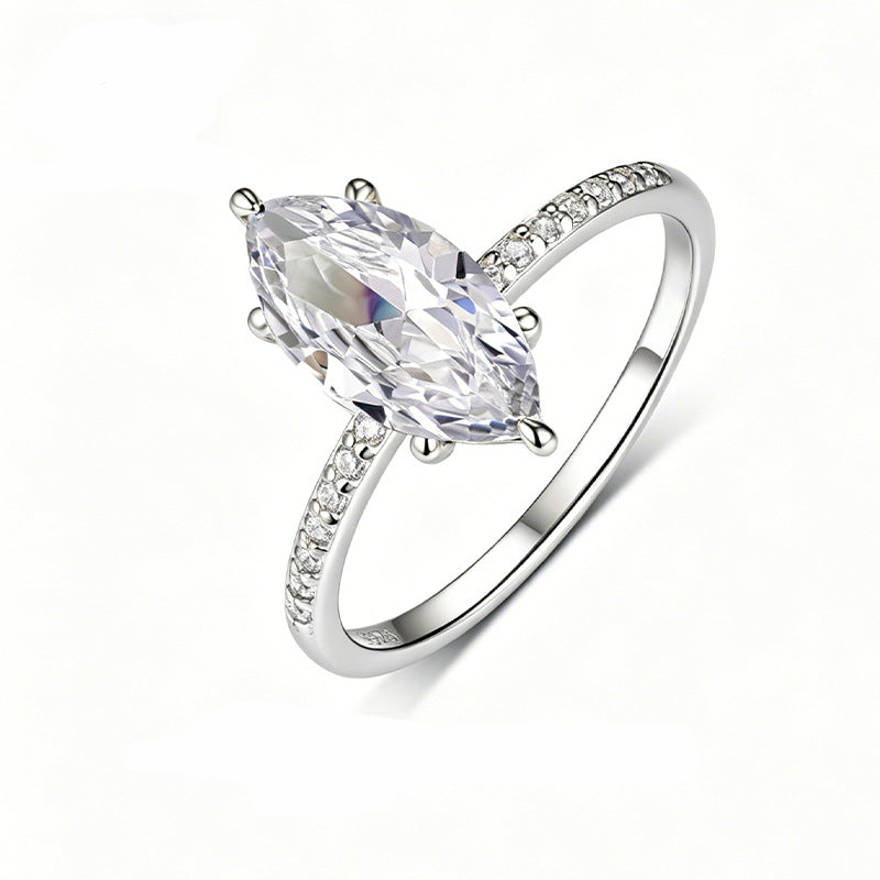 Semi-Permanent French Marquise-Cut Pave Moissanite Ring