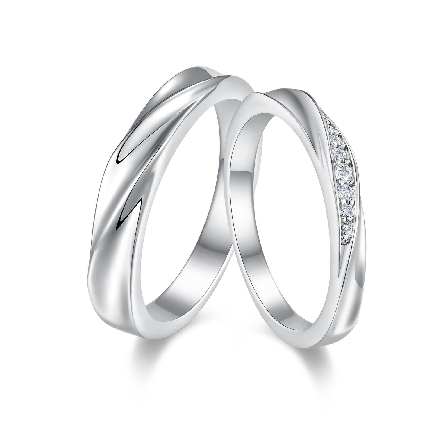 Simple Twisted Couple Wedding Rings