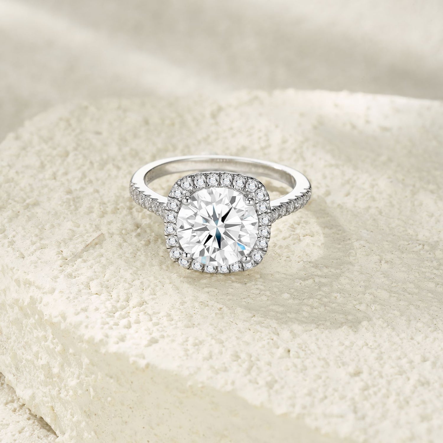 Classic Sugar-Cube Moissanite Ring