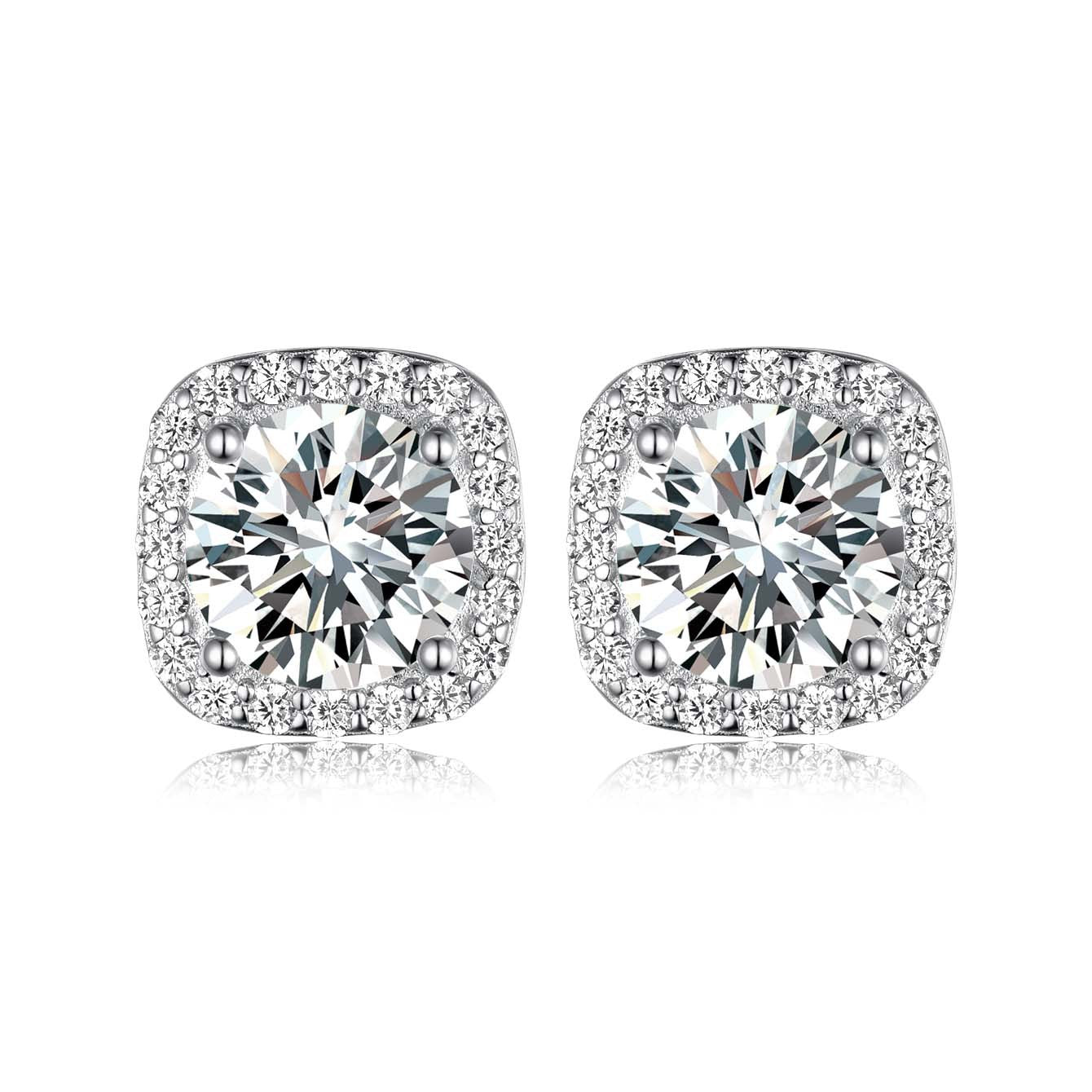 Classic Sugar-Cube Moissanite Stud Earrings