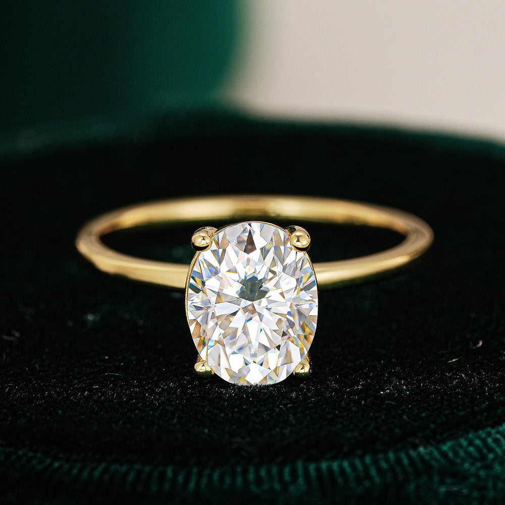 Minimalist Gold-Plated Oval Moissanite Ring
