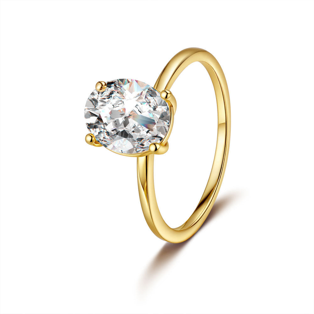 Minimalist Gold-Plated Oval Moissanite Ring