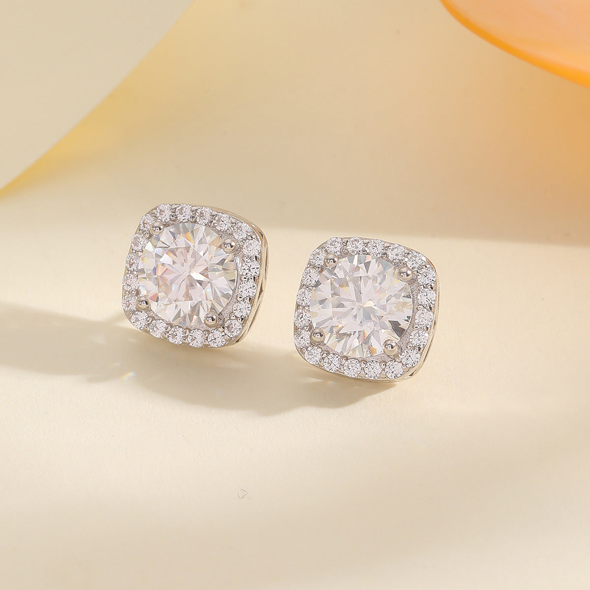 Classic Sugar-Cube Moissanite Stud Earrings