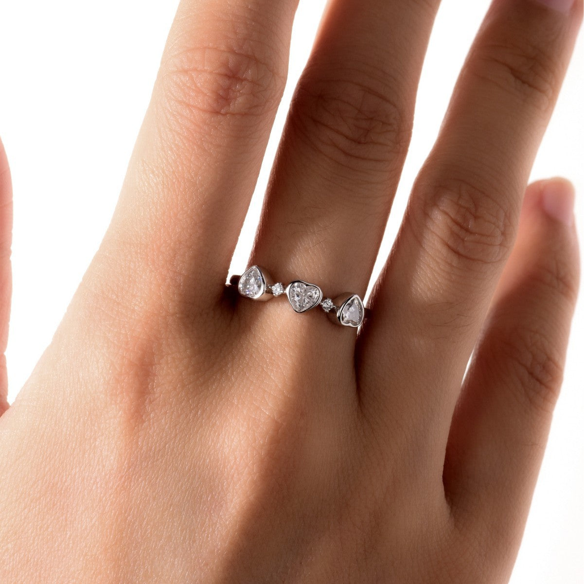 Heart-Shaped Bezel-Set Moissanite Wedding Ring
