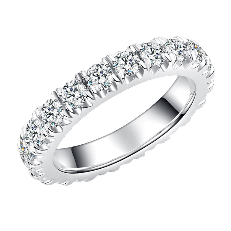 French Pave Moissanite Eternity Wedding Band